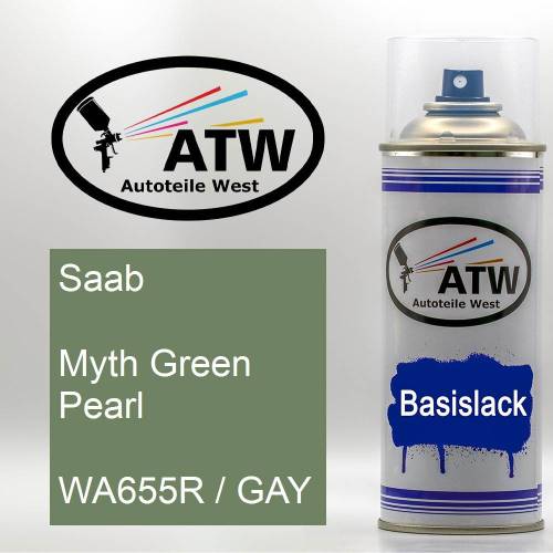 Saab, Myth Green Pearl, WA655R / GAY: 400ml Sprühdose, von ATW Autoteile West.